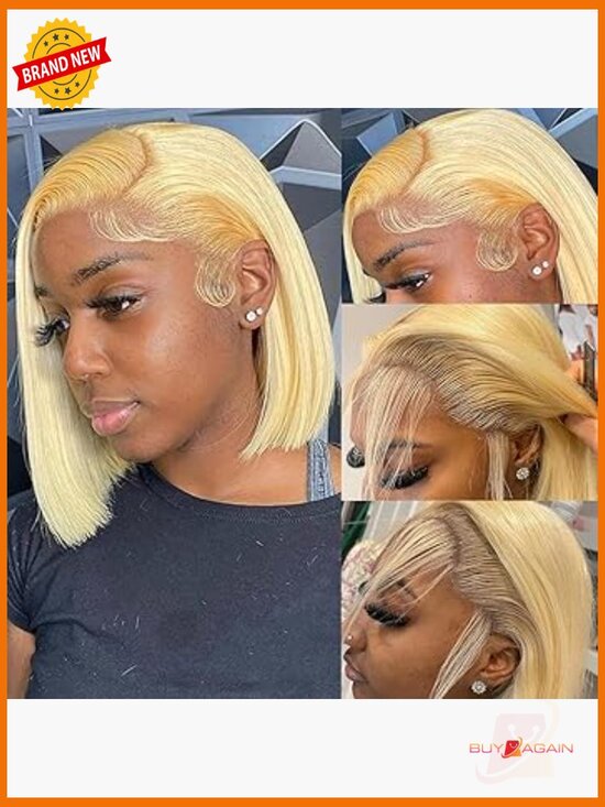 180 Density 13x4 HD Lace Front Bob Wig Human Hair Pre Plucked Glueless 10 Inch main image 6